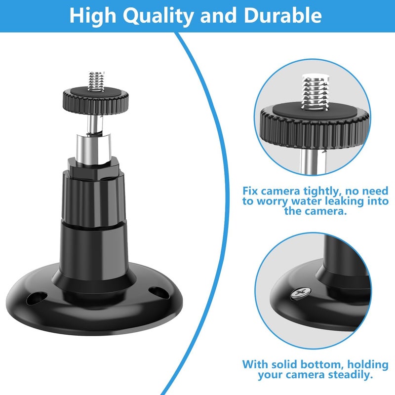 Gresus حامل كاميرا جداري 2Pack، متوافق مع كاميرا R-ing الخارجية (كاميرا Stick Up Battery أو Pro)/Plus/Plug-in/كاميرا داخلية (الجيل الأول)، قاعدة قابلة للتعديل بزاوية 360 درجة لكاميرا خارجية داخلية، أسود - Image 3